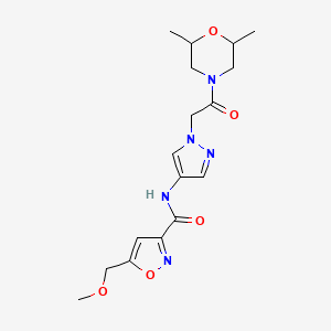 molecular formula C17H23N5O5 B7187127 N-[1-[2-(2,6-dimethylmorpholin-4-yl)-2-oxoethyl]pyrazol-4-yl]-5-(methoxymethyl)-1,2-oxazole-3-carboxamide 