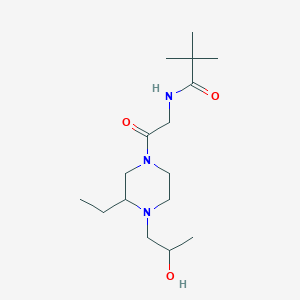 molecular formula C16H31N3O3 B7187293 N-[2-[3-ethyl-4-(2-hydroxypropyl)piperazin-1-yl]-2-oxoethyl]-2,2-dimethylpropanamide 
