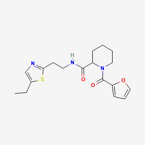 molecular formula C18H23N3O3S B7187363 N-[2-(5-ethyl-1,3-thiazol-2-yl)ethyl]-1-(furan-2-carbonyl)piperidine-2-carboxamide 