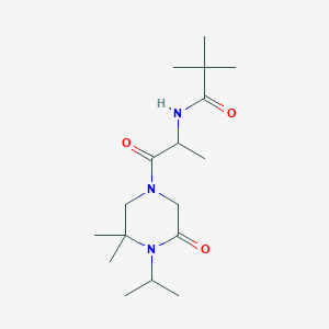 molecular formula C17H31N3O3 B7187388 N-[1-(3,3-dimethyl-5-oxo-4-propan-2-ylpiperazin-1-yl)-1-oxopropan-2-yl]-2,2-dimethylpropanamide 