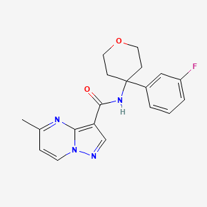 molecular formula C19H19FN4O2 B7187510 N-[4-(3-fluorophenyl)oxan-4-yl]-5-methylpyrazolo[1,5-a]pyrimidine-3-carboxamide 