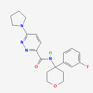 molecular formula C20H23FN4O2 B7187524 N-[4-(3-fluorophenyl)oxan-4-yl]-6-pyrrolidin-1-ylpyridazine-3-carboxamide 