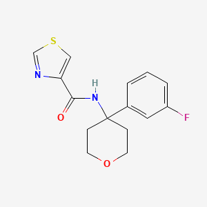 molecular formula C15H15FN2O2S B7187550 N-[4-(3-fluorophenyl)oxan-4-yl]-1,3-thiazole-4-carboxamide 