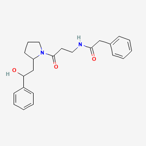 molecular formula C23H28N2O3 B7187679 N-[3-[2-(2-hydroxy-2-phenylethyl)pyrrolidin-1-yl]-3-oxopropyl]-2-phenylacetamide 