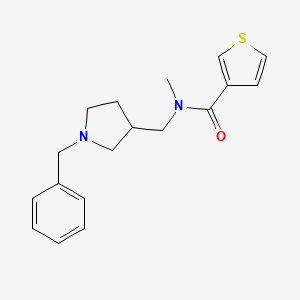 molecular formula C18H22N2OS B7187703 N-[(1-benzylpyrrolidin-3-yl)methyl]-N-methylthiophene-3-carboxamide 