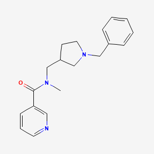 molecular formula C19H23N3O B7187716 N-[(1-benzylpyrrolidin-3-yl)methyl]-N-methylpyridine-3-carboxamide 