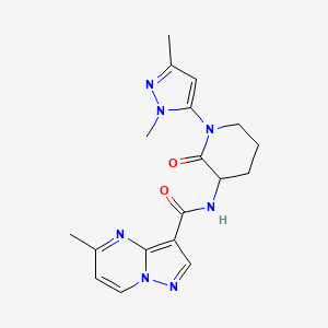 molecular formula C18H21N7O2 B7187730 N-[1-(2,5-dimethylpyrazol-3-yl)-2-oxopiperidin-3-yl]-5-methylpyrazolo[1,5-a]pyrimidine-3-carboxamide 