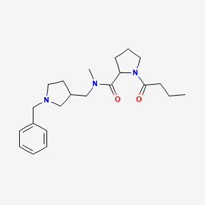 molecular formula C22H33N3O2 B7187735 N-[(1-benzylpyrrolidin-3-yl)methyl]-1-butanoyl-N-methylpyrrolidine-2-carboxamide 