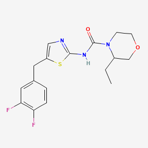 molecular formula C17H19F2N3O2S B7187905 N-[5-[(3,4-difluorophenyl)methyl]-1,3-thiazol-2-yl]-3-ethylmorpholine-4-carboxamide 