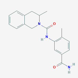 molecular formula C19H21N3O2 B7187954 N-(5-carbamoyl-2-methylphenyl)-3-methyl-3,4-dihydro-1H-isoquinoline-2-carboxamide 