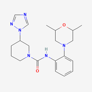 molecular formula C20H28N6O2 B7187964 N-[2-(2,6-dimethylmorpholin-4-yl)phenyl]-3-(1,2,4-triazol-1-yl)piperidine-1-carboxamide 