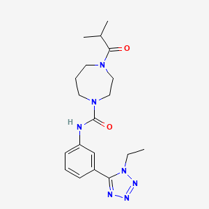 molecular formula C19H27N7O2 B7187988 N-[3-(1-ethyltetrazol-5-yl)phenyl]-4-(2-methylpropanoyl)-1,4-diazepane-1-carboxamide 