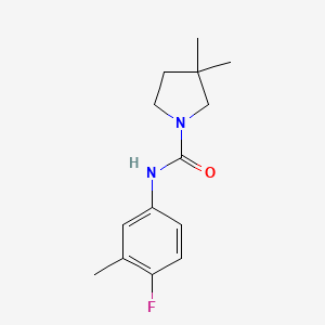 molecular formula C14H19FN2O B7187994 N-(4-fluoro-3-methylphenyl)-3,3-dimethylpyrrolidine-1-carboxamide 