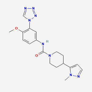 molecular formula C18H22N8O2 B7188010 N-[4-methoxy-3-(tetrazol-1-yl)phenyl]-4-(2-methylpyrazol-3-yl)piperidine-1-carboxamide 