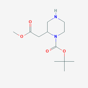 molecular formula C12H22N2O4 B071881 1-Boc-2-methoxycarbonylmethylpiperazine CAS No. 183852-65-5