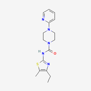 molecular formula C16H21N5OS B7188118 N-(4-ethyl-5-methyl-1,3-thiazol-2-yl)-4-pyridin-2-ylpiperazine-1-carboxamide 