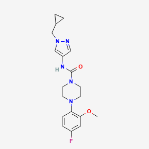 molecular formula C19H24FN5O2 B7188130 N-[1-(cyclopropylmethyl)pyrazol-4-yl]-4-(4-fluoro-2-methoxyphenyl)piperazine-1-carboxamide 