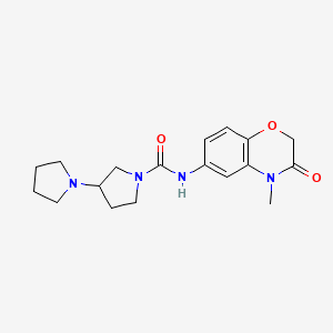 molecular formula C18H24N4O3 B7188139 N-(4-methyl-3-oxo-1,4-benzoxazin-6-yl)-3-pyrrolidin-1-ylpyrrolidine-1-carboxamide 