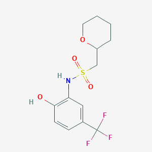 molecular formula C13H16F3NO4S B7188173 N-[2-hydroxy-5-(trifluoromethyl)phenyl]-1-(oxan-2-yl)methanesulfonamide 