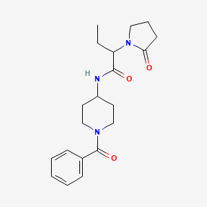 molecular formula C20H27N3O3 B7188205 N-(1-benzoylpiperidin-4-yl)-2-(2-oxopyrrolidin-1-yl)butanamide 