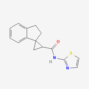 molecular formula C15H14N2OS B7188212 N-(1,3-thiazol-2-yl)spiro[1,2-dihydroindene-3,2'-cyclopropane]-1'-carboxamide 