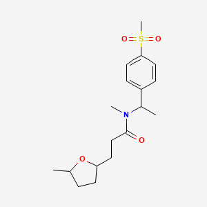 molecular formula C18H27NO4S B7188222 N-methyl-3-(5-methyloxolan-2-yl)-N-[1-(4-methylsulfonylphenyl)ethyl]propanamide 