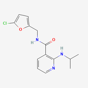 molecular formula C14H16ClN3O2 B7188232 N-[(5-chlorofuran-2-yl)methyl]-2-(propan-2-ylamino)pyridine-3-carboxamide 