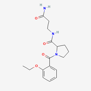 molecular formula C17H23N3O4 B7188267 N-(3-amino-3-oxopropyl)-1-(2-ethoxybenzoyl)pyrrolidine-2-carboxamide 