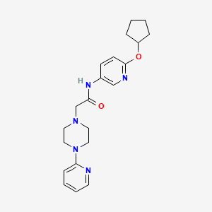 molecular formula C21H27N5O2 B7188324 N-(6-cyclopentyloxypyridin-3-yl)-2-(4-pyridin-2-ylpiperazin-1-yl)acetamide 