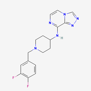 molecular formula C17H18F2N6 B7188379 N-[1-[(3,4-difluorophenyl)methyl]piperidin-4-yl]-[1,2,4]triazolo[4,3-a]pyrazin-8-amine 
