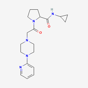 molecular formula C19H27N5O2 B7188386 N-cyclopropyl-1-[2-(4-pyridin-2-ylpiperazin-1-yl)acetyl]pyrrolidine-2-carboxamide 