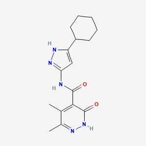 molecular formula C16H21N5O2 B7188393 N-(5-cyclohexyl-1H-pyrazol-3-yl)-3,4-dimethyl-6-oxo-1H-pyridazine-5-carboxamide 