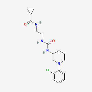 molecular formula C18H25ClN4O2 B7188484 N-[2-[[1-(2-chlorophenyl)piperidin-3-yl]carbamoylamino]ethyl]cyclopropanecarboxamide 