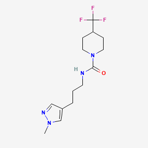 molecular formula C14H21F3N4O B7188508 N-[3-(1-methylpyrazol-4-yl)propyl]-4-(trifluoromethyl)piperidine-1-carboxamide 
