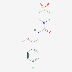 molecular formula C14H19ClN2O4S B7188612 N-[2-(4-chlorophenyl)-2-methoxyethyl]-1,1-dioxo-1,4-thiazinane-4-carboxamide 