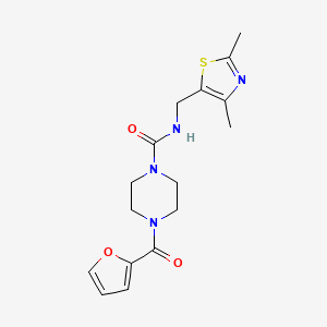 molecular formula C16H20N4O3S B7188633 N-[(2,4-dimethyl-1,3-thiazol-5-yl)methyl]-4-(furan-2-carbonyl)piperazine-1-carboxamide 