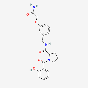 molecular formula C21H23N3O5 B7188764 N-[[3-(2-amino-2-oxoethoxy)phenyl]methyl]-1-(2-hydroxybenzoyl)pyrrolidine-2-carboxamide 