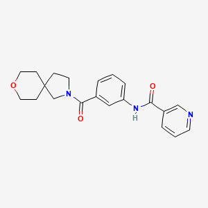 molecular formula C21H23N3O3 B7188837 N-[3-(8-oxa-2-azaspiro[4.5]decane-2-carbonyl)phenyl]pyridine-3-carboxamide 