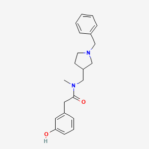 molecular formula C21H26N2O2 B7188938 N-[(1-benzylpyrrolidin-3-yl)methyl]-2-(3-hydroxyphenyl)-N-methylacetamide 