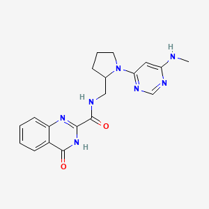 molecular formula C19H21N7O2 B7188943 N-[[1-[6-(methylamino)pyrimidin-4-yl]pyrrolidin-2-yl]methyl]-4-oxo-3H-quinazoline-2-carboxamide 