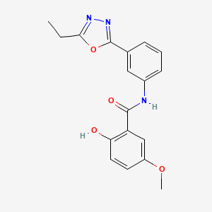 molecular formula C18H17N3O4 B7188945 N-[3-(5-ethyl-1,3,4-oxadiazol-2-yl)phenyl]-2-hydroxy-5-methoxybenzamide 
