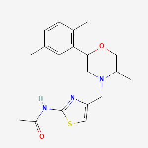 molecular formula C19H25N3O2S B7189079 N-[4-[[2-(2,5-dimethylphenyl)-5-methylmorpholin-4-yl]methyl]-1,3-thiazol-2-yl]acetamide 