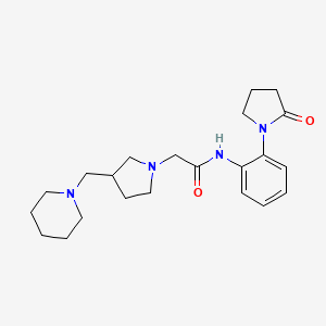 molecular formula C22H32N4O2 B7189085 N-[2-(2-oxopyrrolidin-1-yl)phenyl]-2-[3-(piperidin-1-ylmethyl)pyrrolidin-1-yl]acetamide 