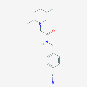 molecular formula C17H23N3O B7189226 N-[(4-cyanophenyl)methyl]-2-(2,5-dimethylpiperidin-1-yl)acetamide 