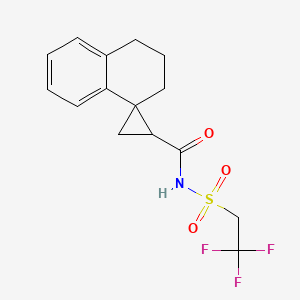 molecular formula C15H16F3NO3S B7189282 N-(2,2,2-trifluoroethylsulfonyl)spiro[2,3-dihydro-1H-naphthalene-4,2'-cyclopropane]-1'-carboxamide 