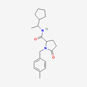 molecular formula C20H28N2O2 B7189298 N-(1-cyclopentylethyl)-1-[(4-methylphenyl)methyl]-5-oxopyrrolidine-2-carboxamide 