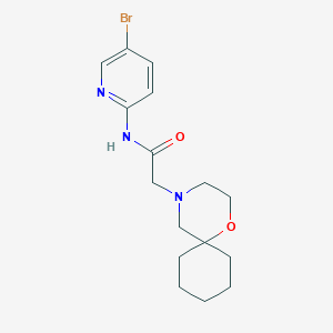 molecular formula C16H22BrN3O2 B7189390 N-(5-bromopyridin-2-yl)-2-(1-oxa-4-azaspiro[5.5]undecan-4-yl)acetamide 