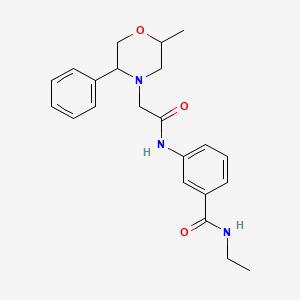 molecular formula C22H27N3O3 B7189411 N-ethyl-3-[[2-(2-methyl-5-phenylmorpholin-4-yl)acetyl]amino]benzamide 