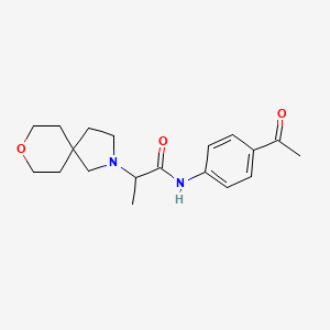molecular formula C19H26N2O3 B7189415 N-(4-acetylphenyl)-2-(8-oxa-2-azaspiro[4.5]decan-2-yl)propanamide 