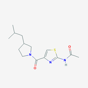 molecular formula C14H21N3O2S B7189542 N-[4-[3-(2-methylpropyl)pyrrolidine-1-carbonyl]-1,3-thiazol-2-yl]acetamide 